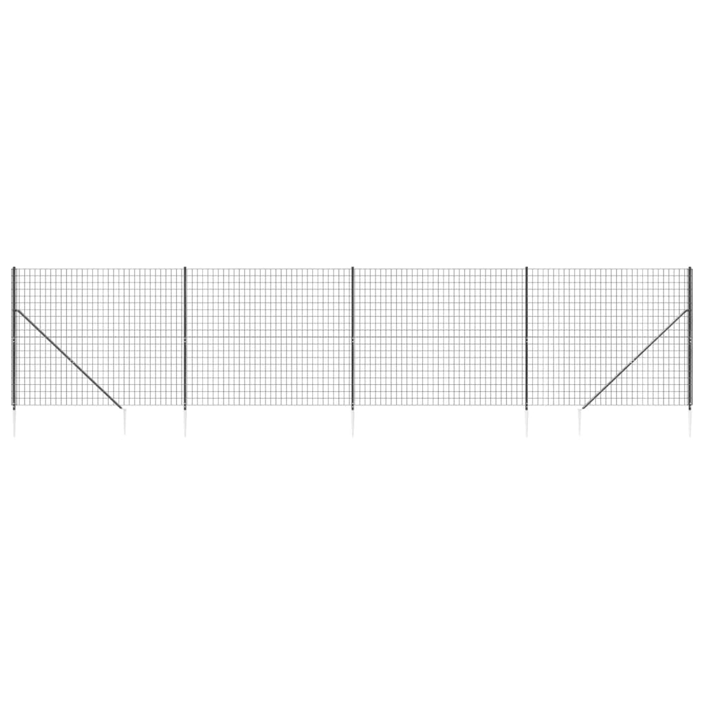 vidaXL Gard plasă de sârmă cu țăruși de fixare, antracit, 1,6x10 m vidaXL Gard plasă de sârmă cu țăruși de fixare, antracit, 1,6x10 m