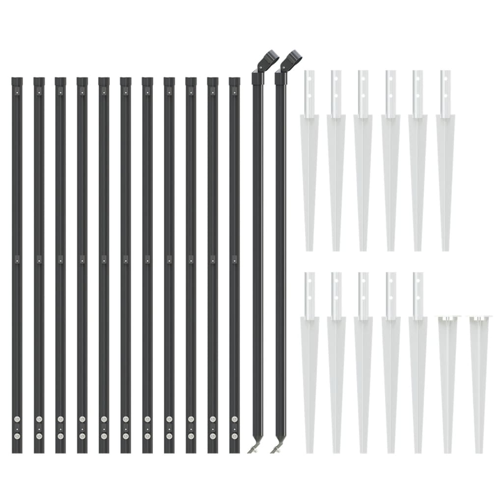vidaXL Gard plasă de sârmă cu țăruși de fixare, antracit, 1x25 m vidaXL Gard plasă de sârmă cu țăruși de fixare, antracit, 1x25 m