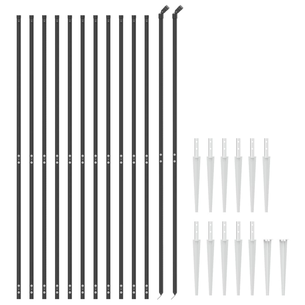 vidaXL Gard plasă de sârmă cu țăruși de fixare, antracit, 1,4x25 m vidaXL Gard plasă de sârmă cu țăruși de fixare, antracit, 1,4x25 m