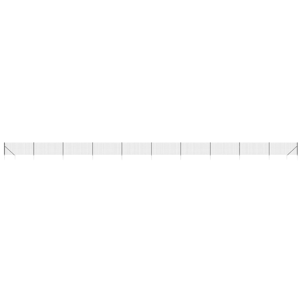 vidaXL Gard plasă de sârmă cu țăruși de fixare, antracit, 0,8x25 m vidaXL Gard plasă de sârmă cu țăruși de fixare, antracit, 0,8x25 m