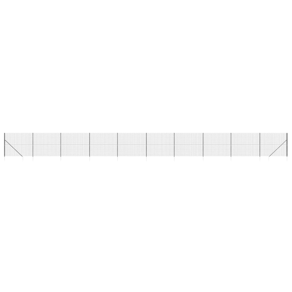 vidaXL Gard plasă de sârmă cu țăruși de fixare, antracit, 1,6x25 m vidaXL Gard plasă de sârmă cu țăruși de fixare, antracit, 1,6x25 m
