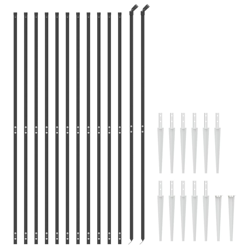 vidaXL Gard plasă de sârmă cu țăruși de fixare, antracit, 1,6x25 m vidaXL Gard plasă de sârmă cu țăruși de fixare, antracit, 1,6x25 m