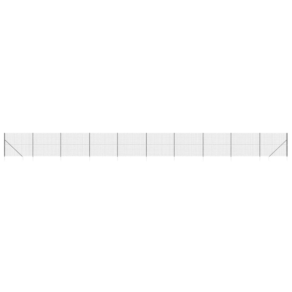 vidaXL Gard plasă de sârmă cu țăruși de fixare, antracit, 2x25 m vidaXL Gard plasă de sârmă cu țăruși de fixare, antracit, 2x25 m