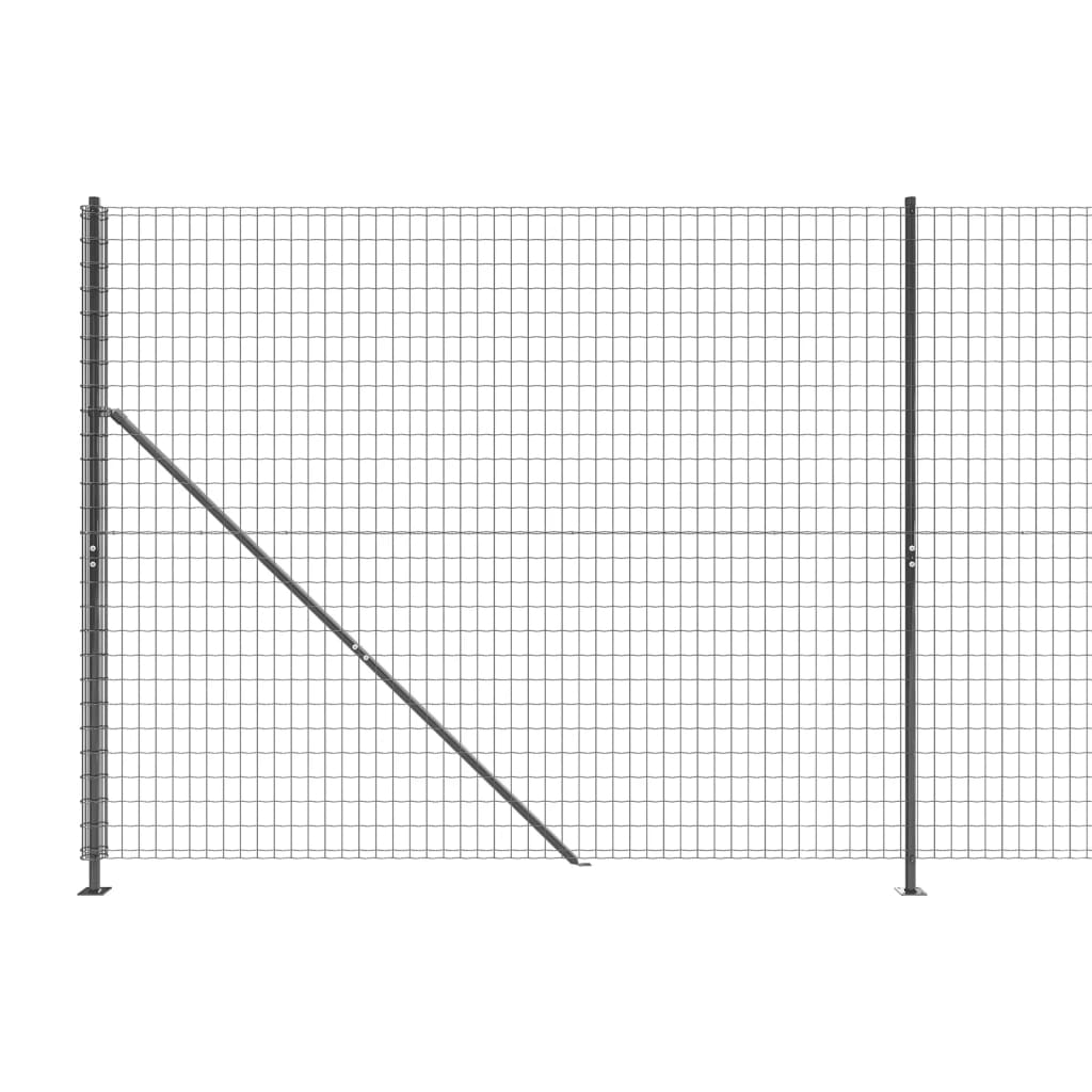 vidaXL Gard plasă de sârmă cu bordură, antracit, 2,2x25 m