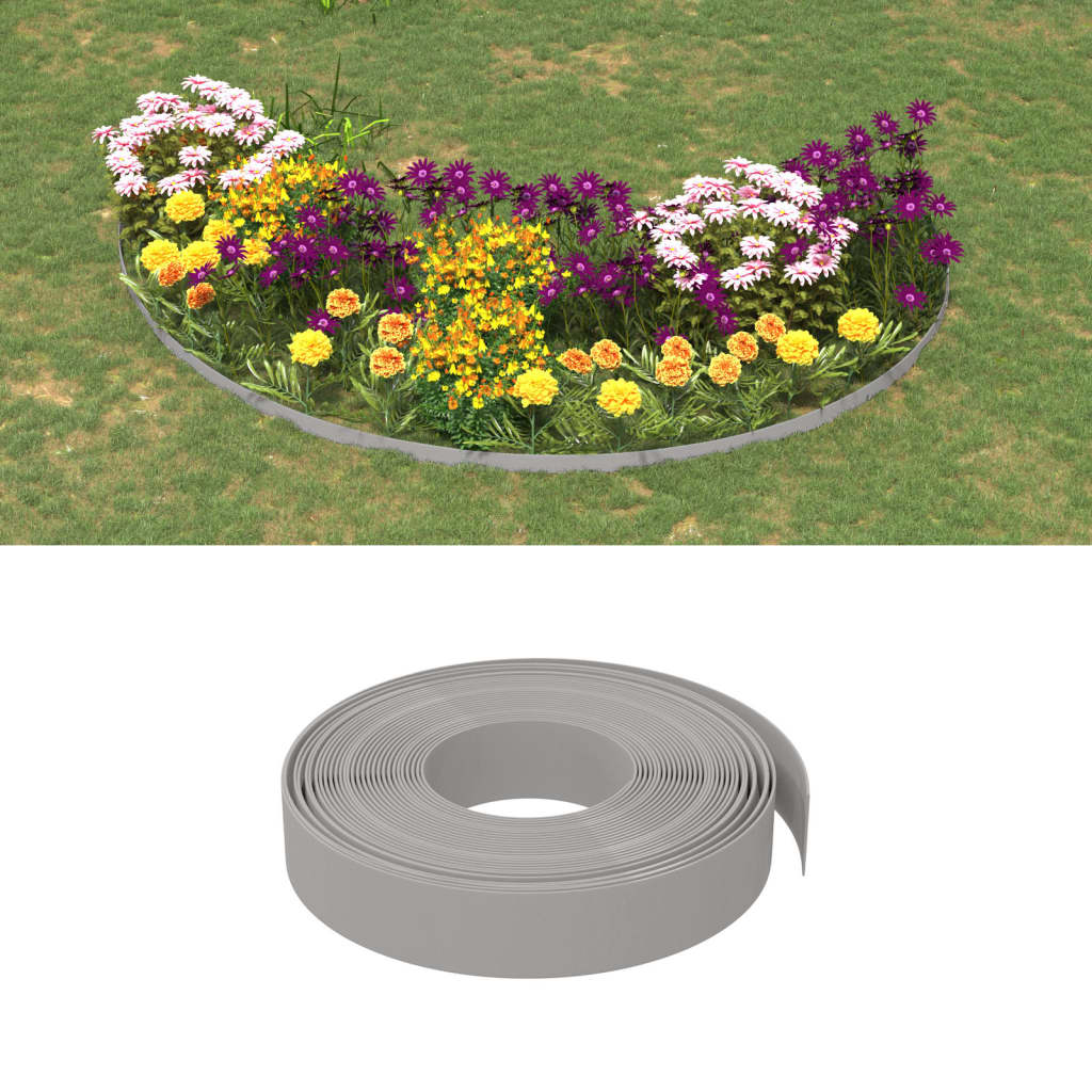 vidaXL Bordură de grădină, gri, 10 m 10 cm, polietilenă vidaXL Bordură de grădină, gri, 10 m 10 cm, polietilenă