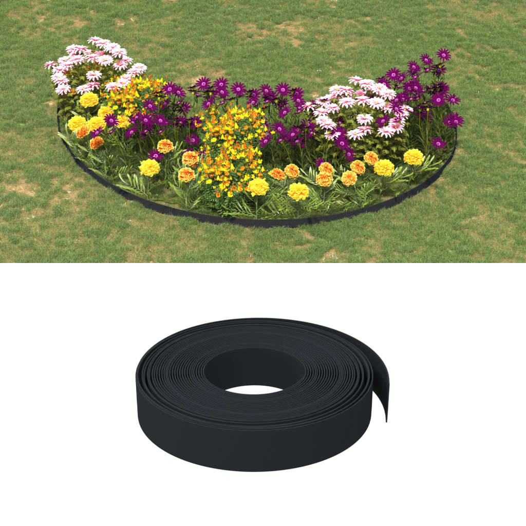 vidaXL Bordură de grădină, negru, 10 m 10 cm, polietilenă vidaXL Bordură de grădină, negru, 10 m 10 cm, polietilenă