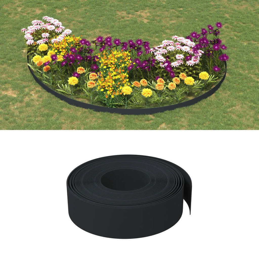 vidaXL Bordură de grădină, negru, 10 m 15 cm, polietilenă vidaXL Bordură de grădină, negru, 10 m 15 cm, polietilenă