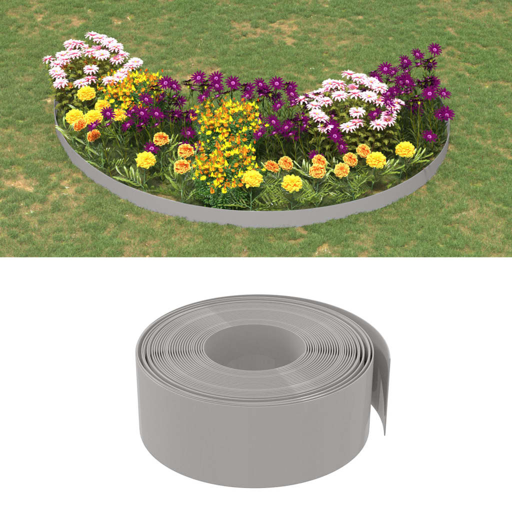 vidaXL Bordură de grădină, gri, 10 m 20 cm, polietilenă vidaXL Bordură de grădină, gri, 10 m 20 cm, polietilenă