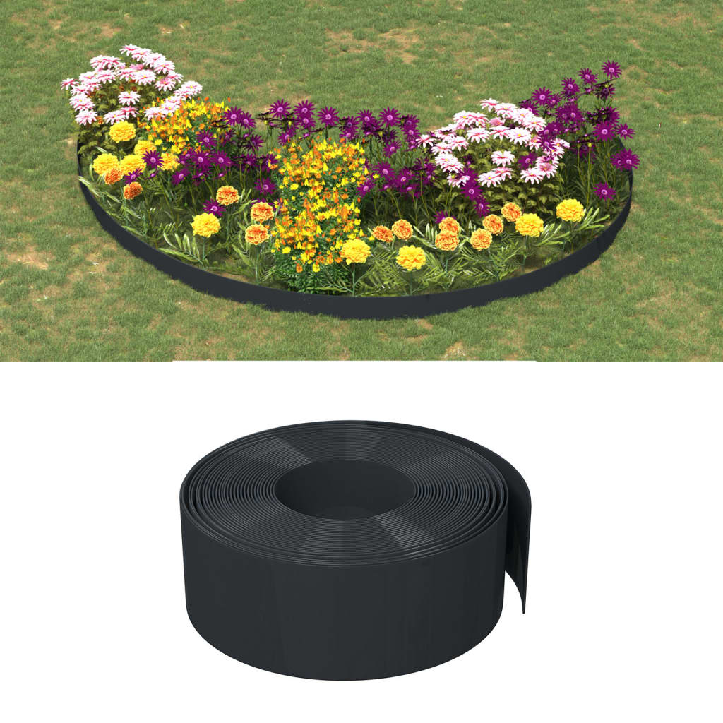 vidaXL Bordură de grădină, negru, 10 m 20 cm, polietilenă vidaXL Bordură de grădină, negru, 10 m 20 cm, polietilenă