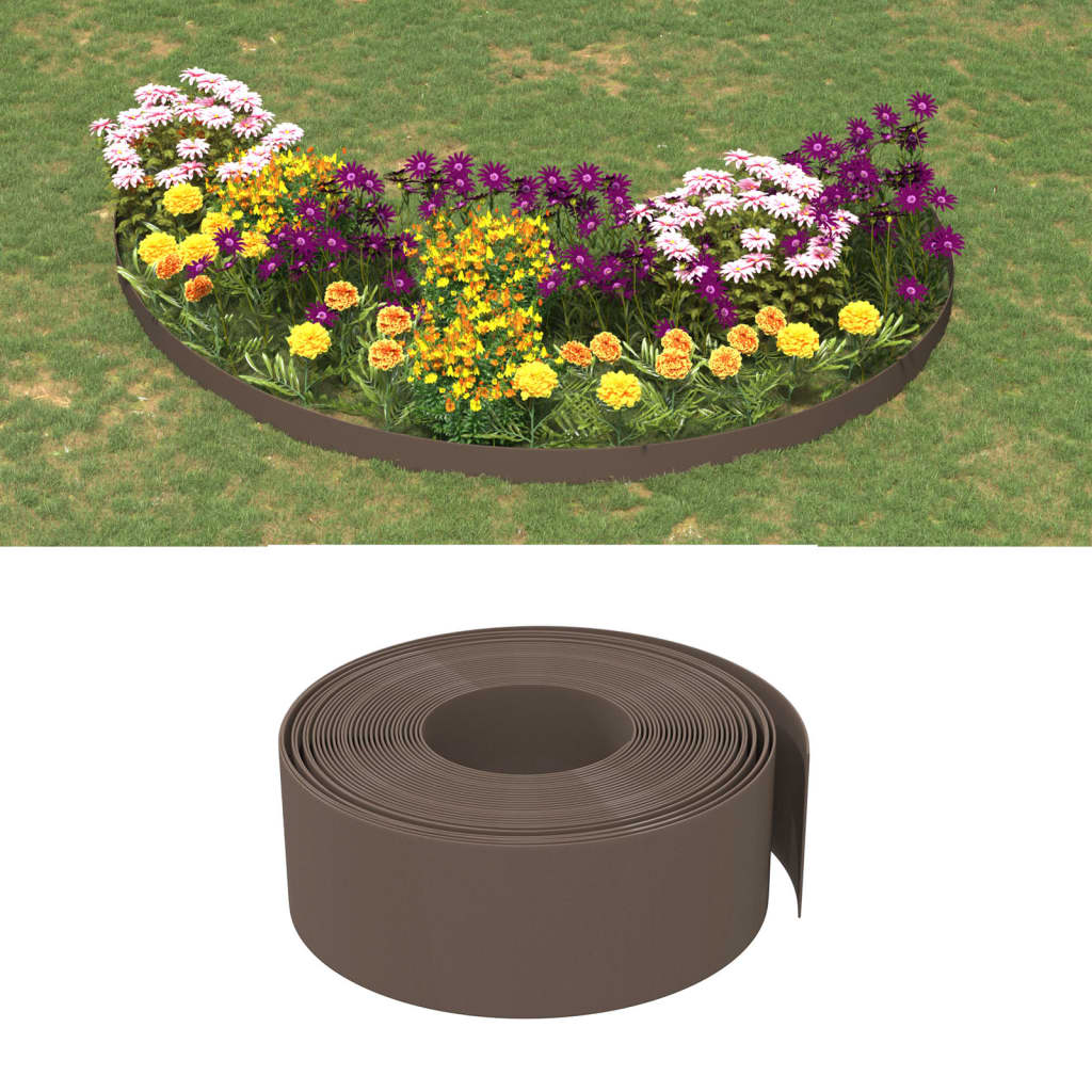 vidaXL Bordură de grădină, maro, 10 m 20 cm, polietilenă vidaXL Bordură de grădină, maro, 10 m 20 cm, polietilenă