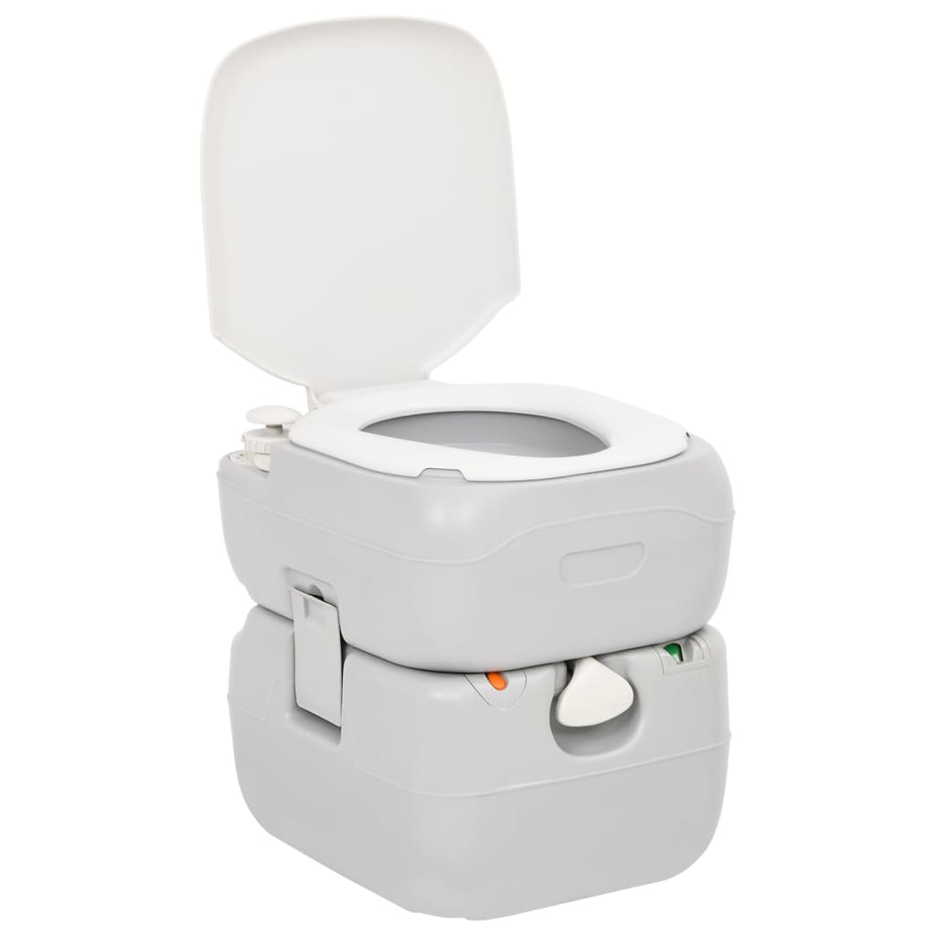 vidaXL Toaletă portabilă de camping, gri și alb, 22+12 L, HDPE vidaXL Toaletă portabilă de camping, gri și alb, 22+12 L, HDPE