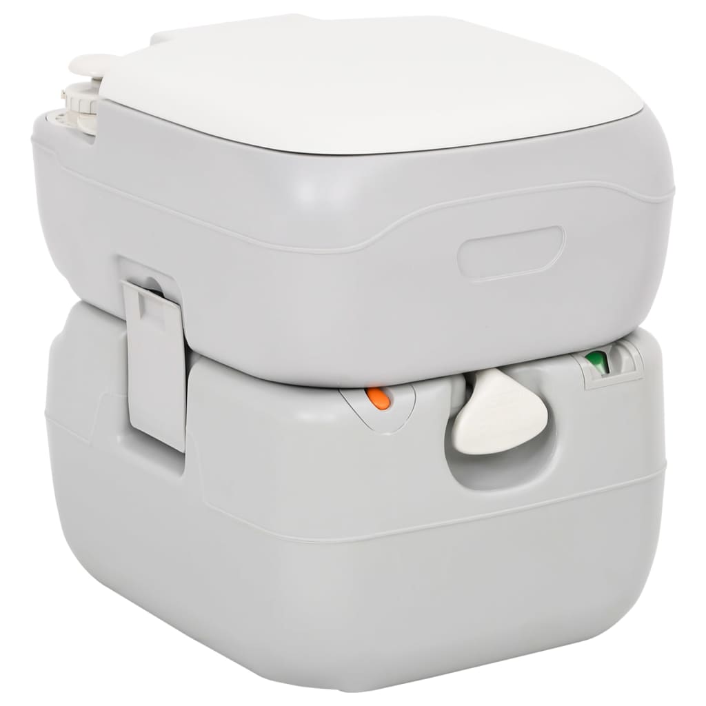 vidaXL Toaletă portabilă de camping, gri și alb, 22+12 L, HDPE vidaXL Toaletă portabilă de camping, gri și alb, 22+12 L, HDPE