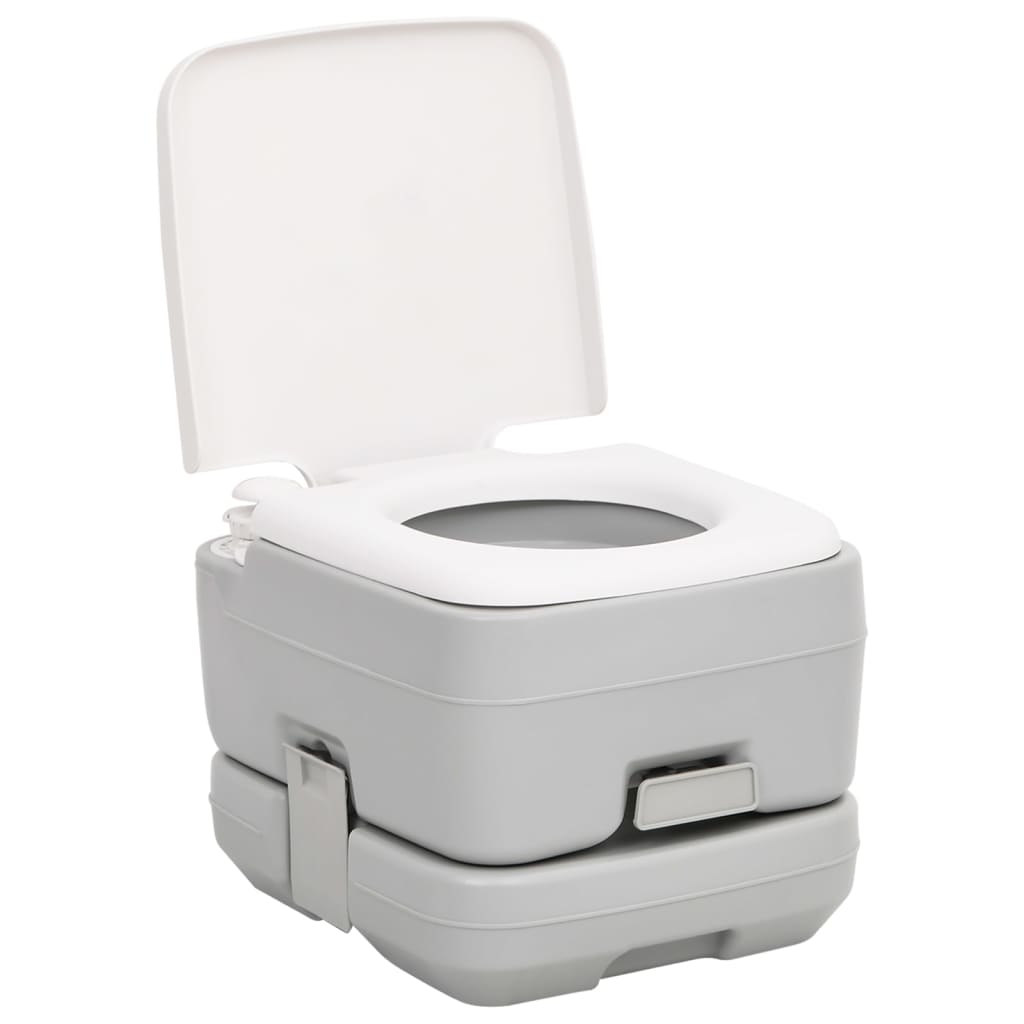 vidaXL Toaletă portabilă de camping, gri și alb, 10+10 L, HDPE vidaXL Toaletă portabilă de camping, gri și alb, 10+10 L, HDPE