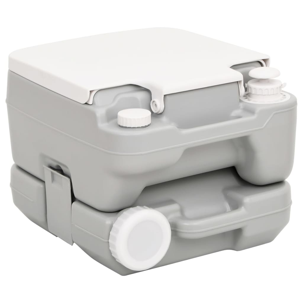 vidaXL Toaletă portabilă de camping, gri și alb, 10+10 L, HDPE vidaXL Toaletă portabilă de camping, gri și alb, 10+10 L, HDPE
