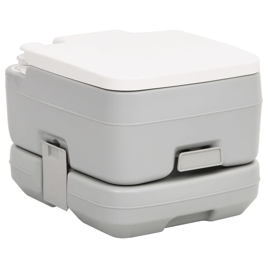 vidaXL Toaletă portabilă de camping, gri și alb, 10+10 L, HDPE vidaXL Toaletă portabilă de camping, gri și alb, 10+10 L, HDPE