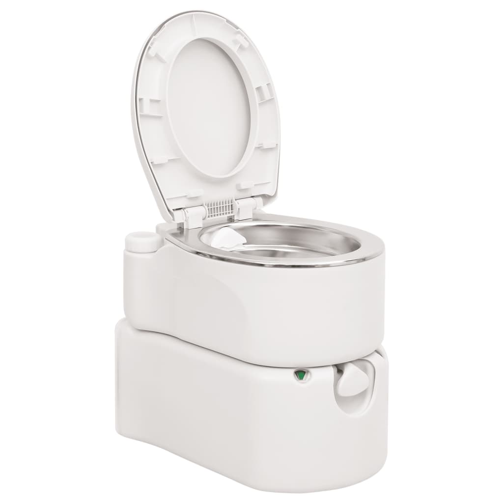 vidaXL Toaletă de camping integrată, alb, 24+17 L HDPE și oțel vidaXL Toaletă de camping integrată, alb, 24+17 L HDPE și oțel