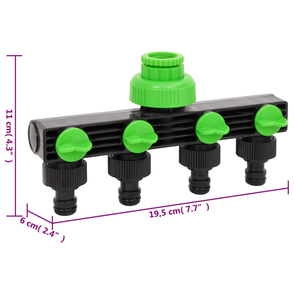 vidaXL Adaptor pentru robinet 4 căi verde/negru 19,5x6x11 cm ABS și PP vidaXL Adaptor pentru robinet 4 căi verde/negru 19,5x6x11 cm ABS și PP