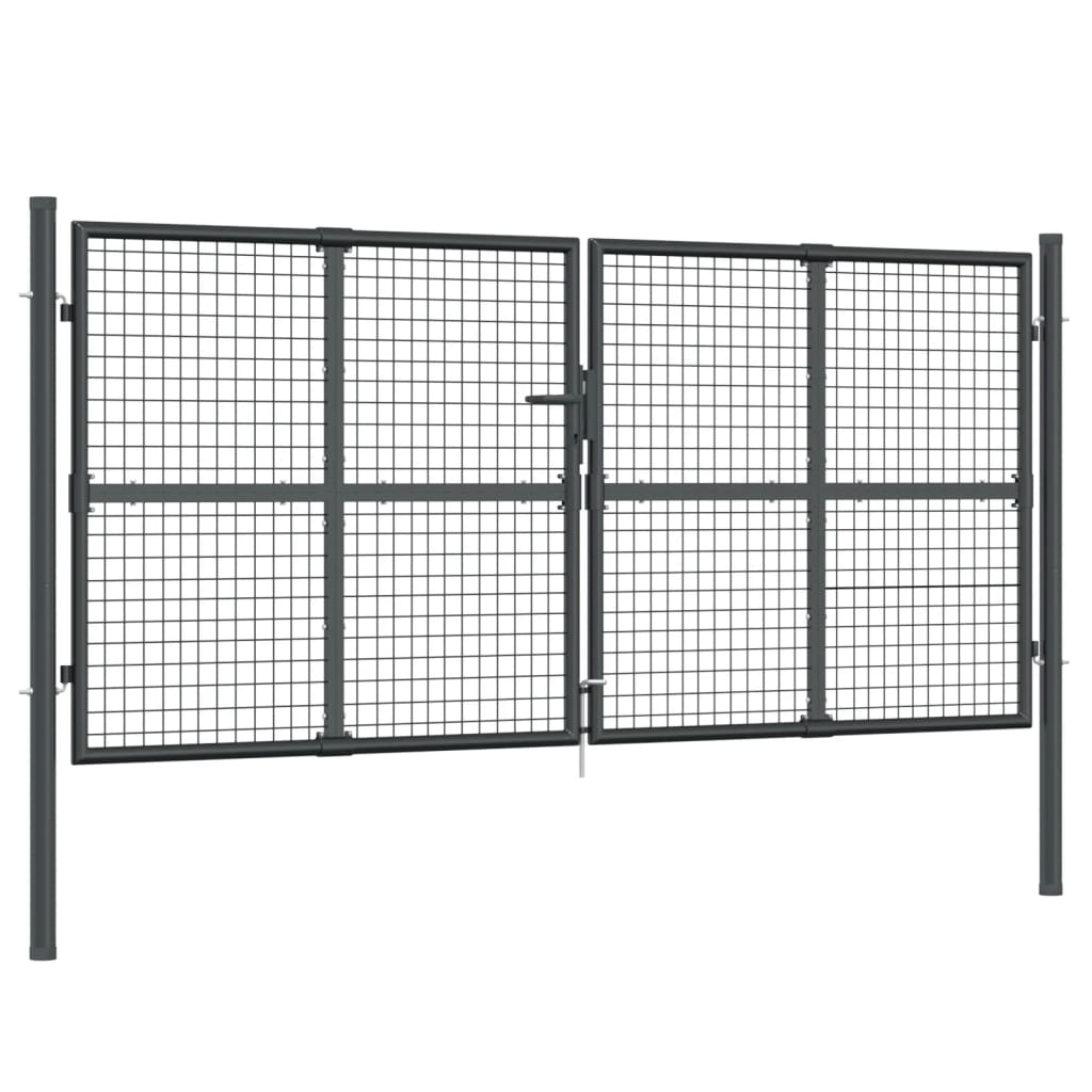 vidaXL Poartă de grădină din plasă antracit 300x175 cm oțel galvanizat vidaXL Poartă de grădină din plasă antracit 300x175 cm oțel galvanizat