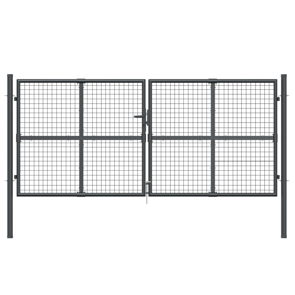 vidaXL Poartă de grădină din plasă antracit 300x175 cm oțel galvanizat vidaXL Poartă de grădină din plasă antracit 300x175 cm oțel galvanizat
