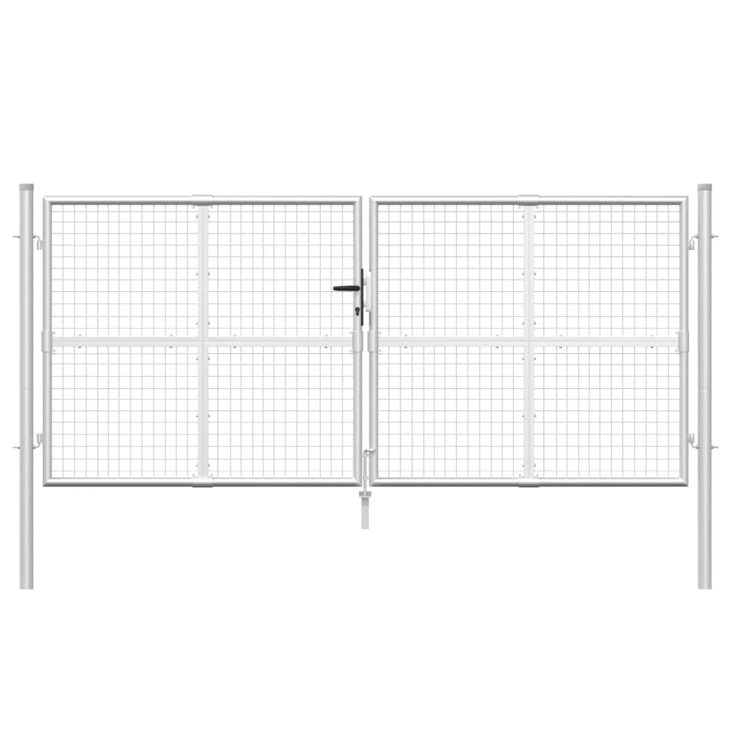 vidaXL Poartă de grădină din plasă argintie 300x175 cm oțel galvanizat