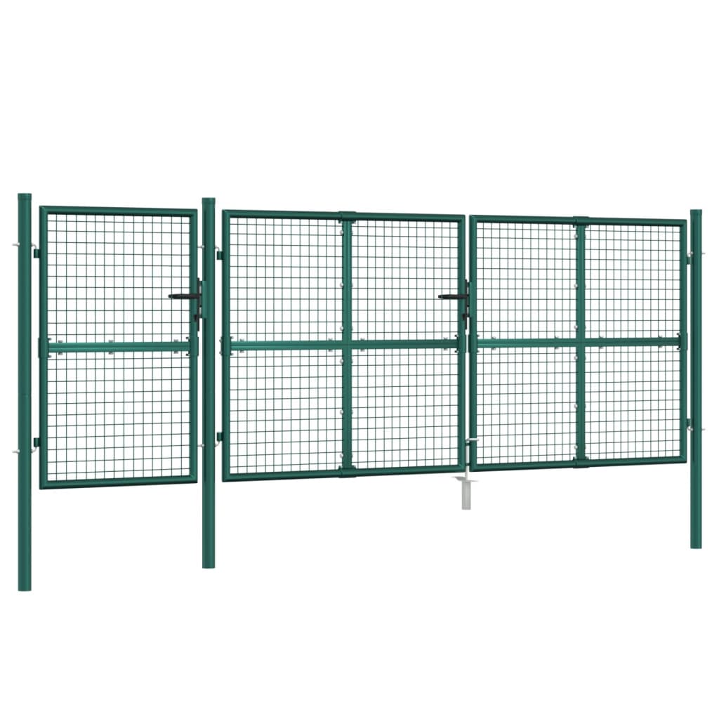 vidaXL Poartă de grădină din plasă, verde, 400x175 cm, oțel galvanizat