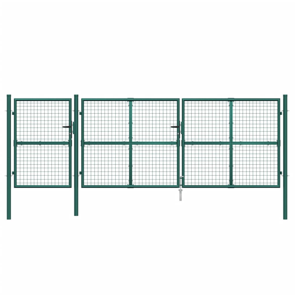 vidaXL Poartă de grădină din plasă, verde, 400x175 cm, oțel galvanizat