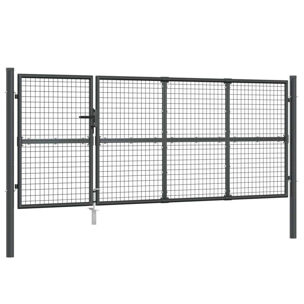vidaXL Poartă de grădină din plasă antracit 350x175 cm oțel galvanizat vidaXL Poartă de grădină din plasă antracit 350x175 cm oțel galvanizat
