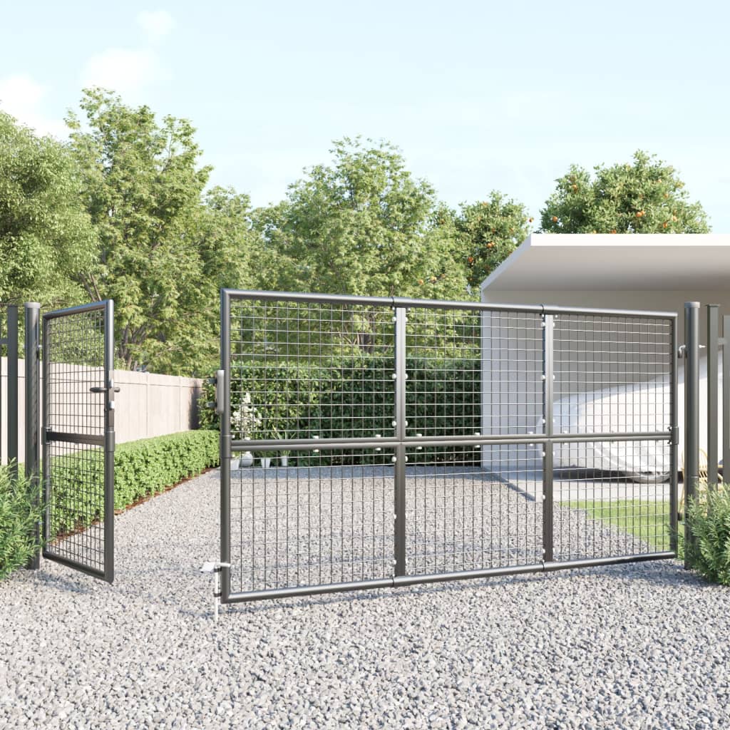 vidaXL Poartă de grădină din plasă antracit 350x175 cm oțel galvanizat vidaXL Poartă de grădină din plasă antracit 350x175 cm oțel galvanizat