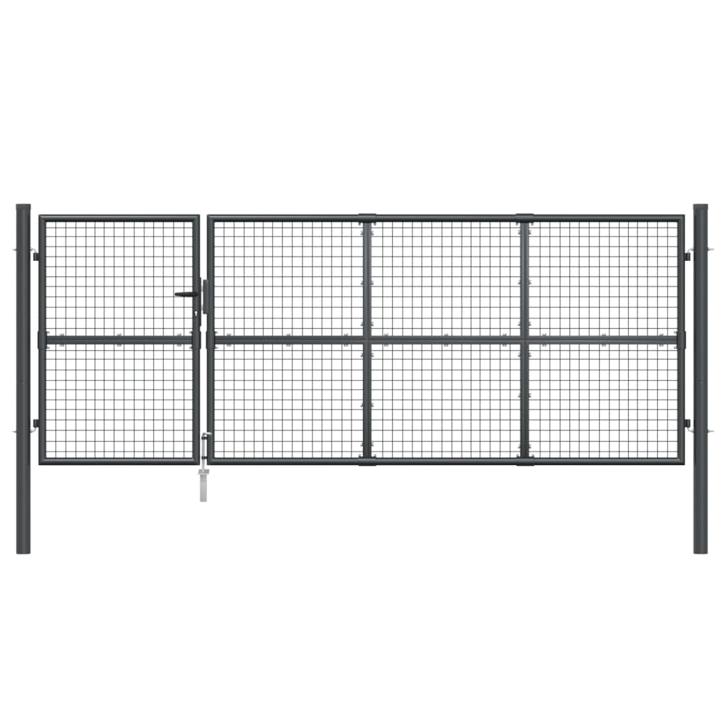 vidaXL Poartă de grădină din plasă antracit 350x175 cm oțel galvanizat vidaXL Poartă de grădină din plasă antracit 350x175 cm oțel galvanizat