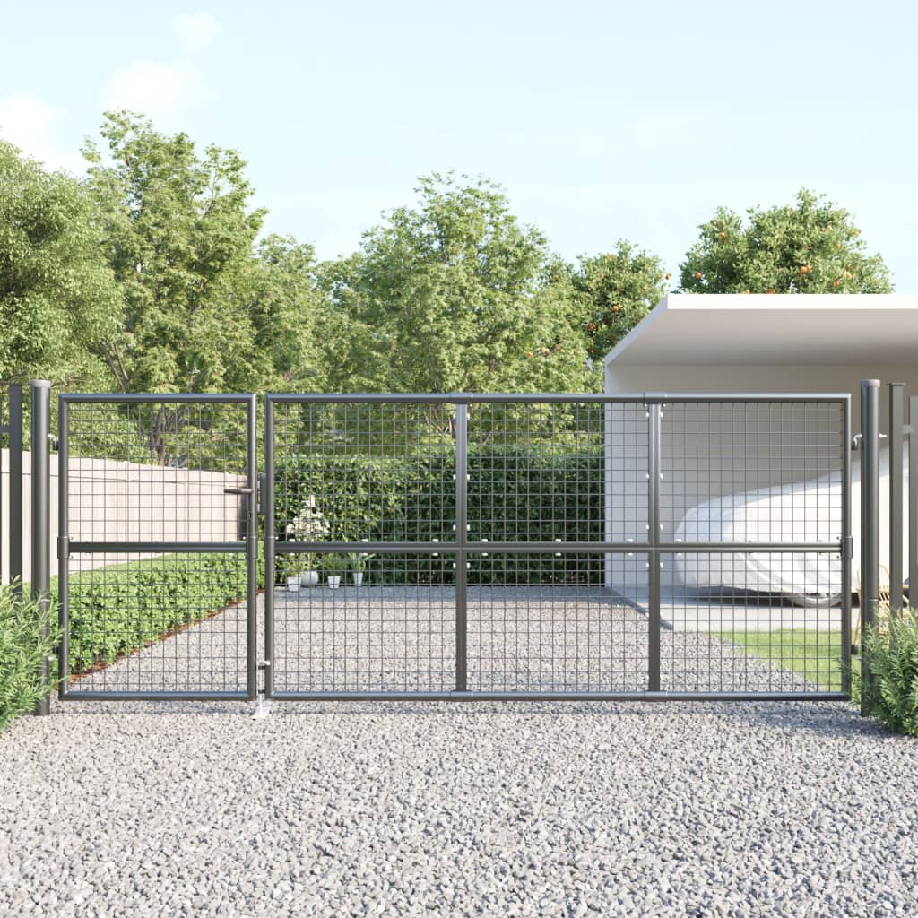 vidaXL Poartă de grădină din plasă antracit 350x175 cm oțel galvanizat vidaXL Poartă de grădină din plasă antracit 350x175 cm oțel galvanizat