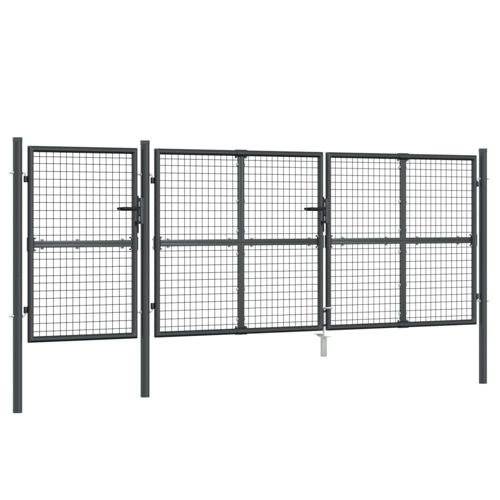 vidaXL Poartă de grădină din plasă antracit 400x175 cm oțel galvanizat