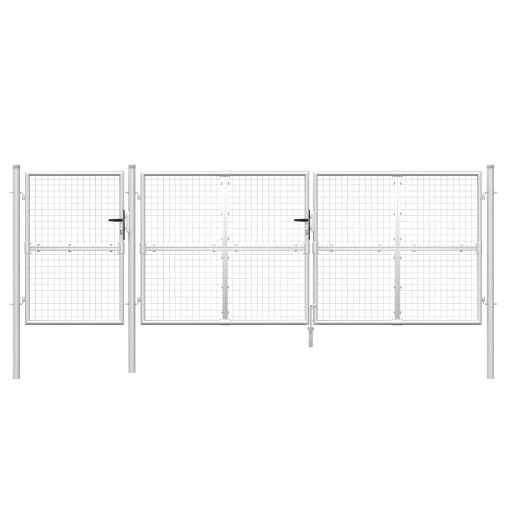 vidaXL Poartă de grădină din plasă argintie 400x175 cm oțel galvanizat
