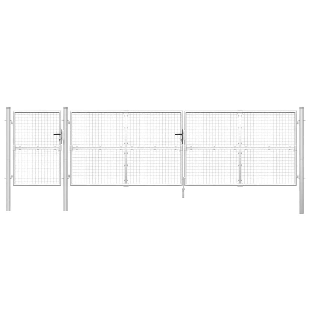 vidaXL Poartă de grădină din plasă argintie 500x175 cm oțel galvanizat vidaXL Poartă de grădină din plasă argintie 500x175 cm oțel galvanizat