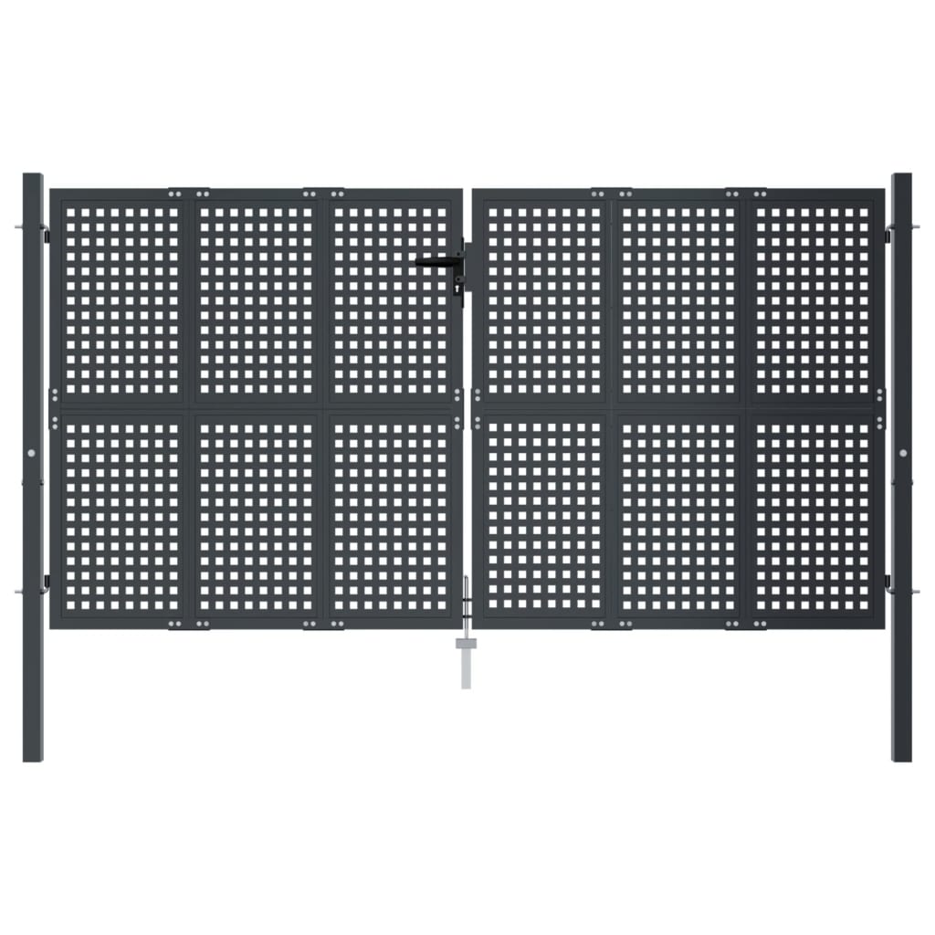 vidaXL Poartă pentru grădină, antracit, 300x150 cm, oțel