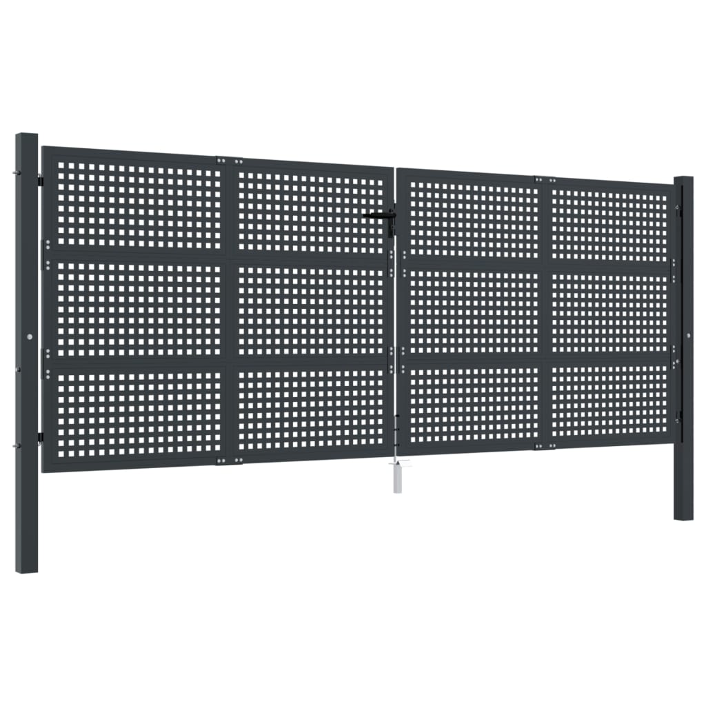 vidaXL Poartă pentru grădină, antracit, 400x150 cm, oțel vidaXL Poartă pentru grădină, antracit, 400x150 cm, oțel