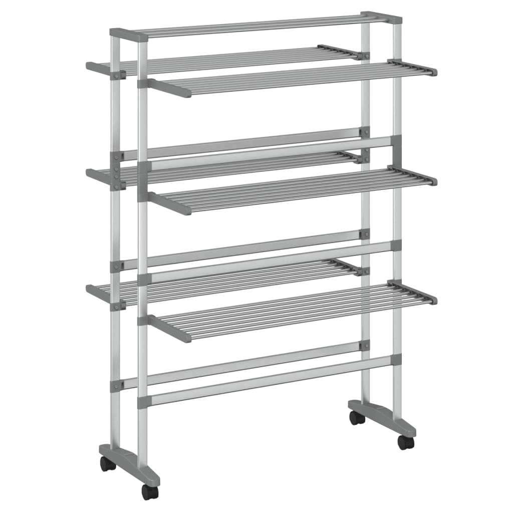 vidaXL Uscător de rufe cu roți, 89x64x129 cm, aluminiu vidaXL Uscător de rufe cu roți, 89x64x129 cm, aluminiu