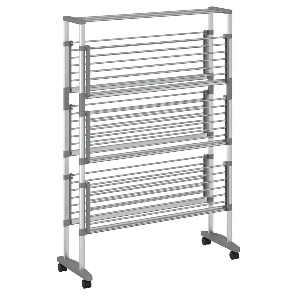 vidaXL Uscător de rufe cu roți, 89x64x129 cm, aluminiu vidaXL Uscător de rufe cu roți, 89x64x129 cm, aluminiu