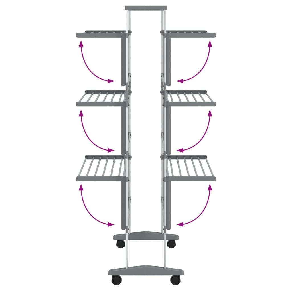 vidaXL Uscător de rufe cu roți, 89x64x129 cm, aluminiu vidaXL Uscător de rufe cu roți, 89x64x129 cm, aluminiu