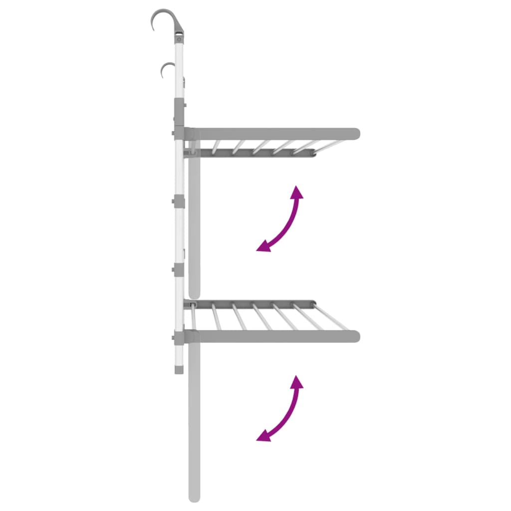 vidaXL Suport de uscare pentru balcon 89x25x(60-95) cm aluminiu vidaXL Suport de uscare pentru balcon 89x25x(60-95) cm aluminiu