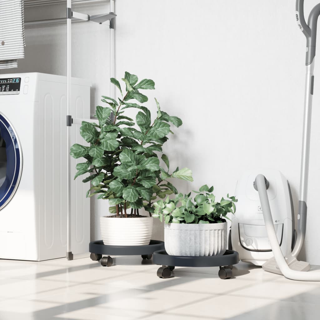 vidaXL Cărucioare pentru plante cu roți 2 buc. gri diametru 34cm 35kg vidaXL Cărucioare pentru plante cu roți 2 buc. gri diametru 34cm 35kg