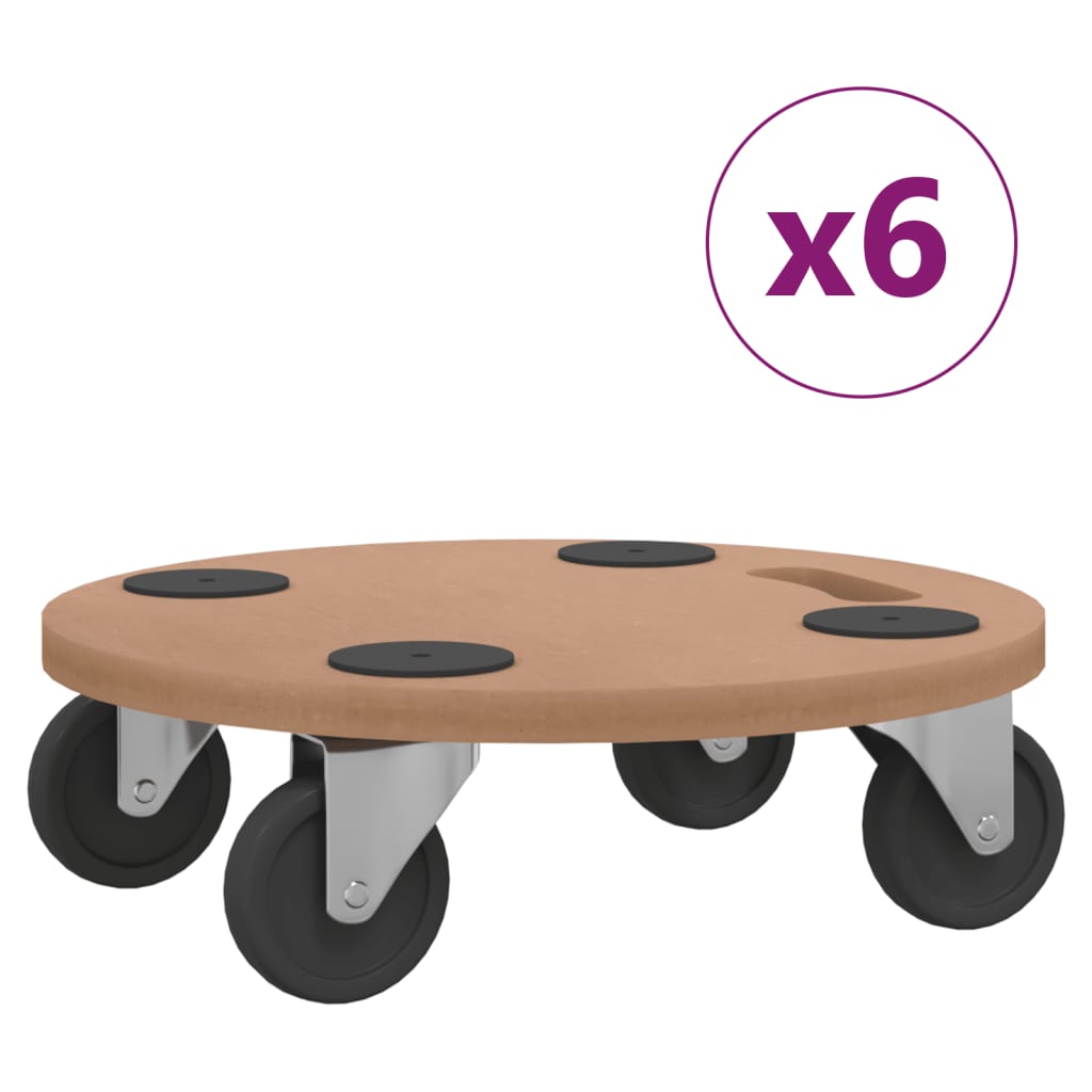 vidaXL Șasiu rulant, 6 buc., lemn prelucrat, rotund vidaXL Șasiu rulant, 6 buc., lemn prelucrat, rotund