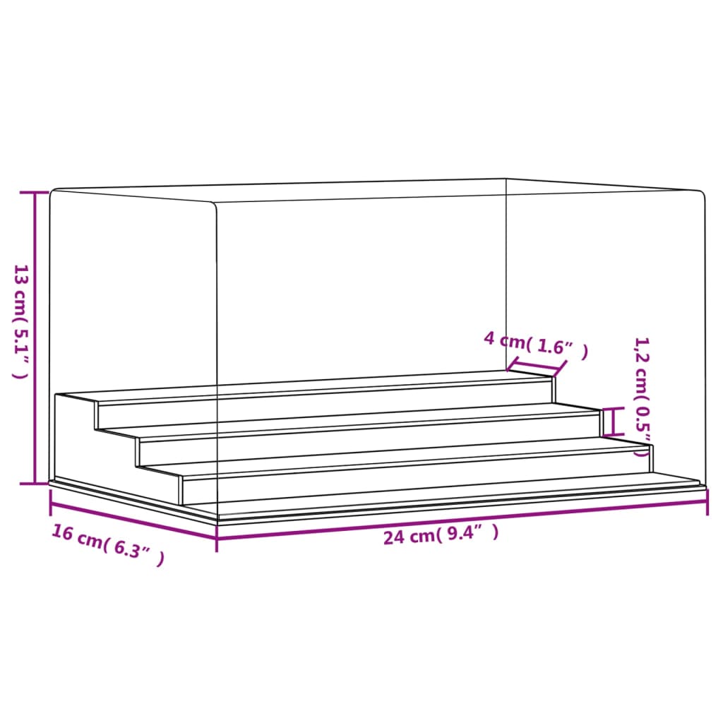 vidaXL Cutie de prezentare, transparent, 24x16x13 cm, acril