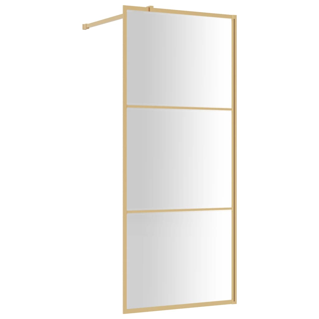 vidaXL Paravan de duș walk-in auriu, 90x195 cm sticlă ESG transparentă vidaXL Paravan de duș walk-in auriu, 90x195 cm sticlă ESG transparentă