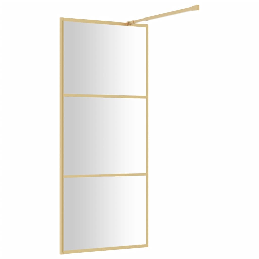 vidaXL Paravan de duș walk-in auriu, 90x195 cm sticlă ESG transparentă vidaXL Paravan de duș walk-in auriu, 90x195 cm sticlă ESG transparentă
