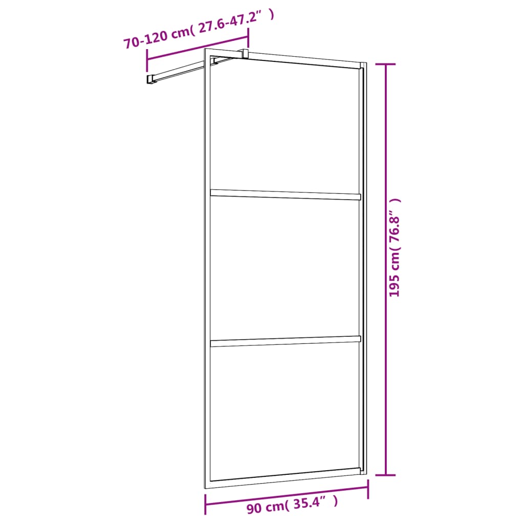 vidaXL Paravan de duș walk-in auriu, 90x195 cm sticlă ESG transparentă vidaXL Paravan de duș walk-in auriu, 90x195 cm sticlă ESG transparentă