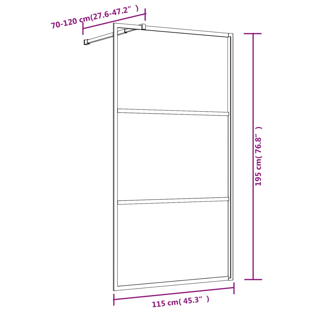 vidaXL Paravan de duș walk-in auriu 115x195 cm sticlă ESG transparentă vidaXL Paravan de duș walk-in auriu 115x195 cm sticlă ESG transparentă