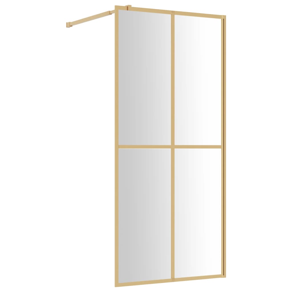 vidaXL Paravan de duș walk-in auriu, 90x195 cm sticlă ESG transparentă vidaXL Paravan de duș walk-in auriu, 90x195 cm sticlă ESG transparentă