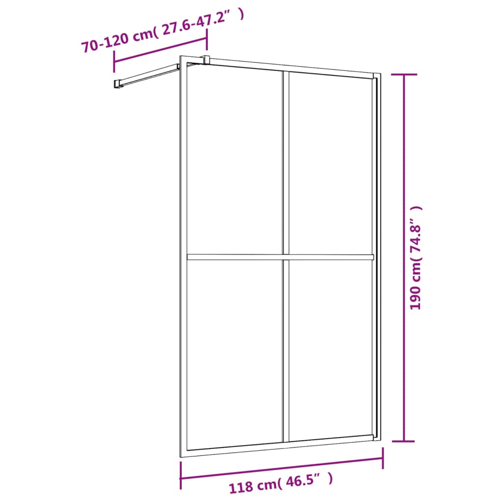 vidaXL Paravan de duș walk-in auriu 115x195 cm sticlă ESG transparentă vidaXL Paravan de duș walk-in auriu 115x195 cm sticlă ESG transparentă