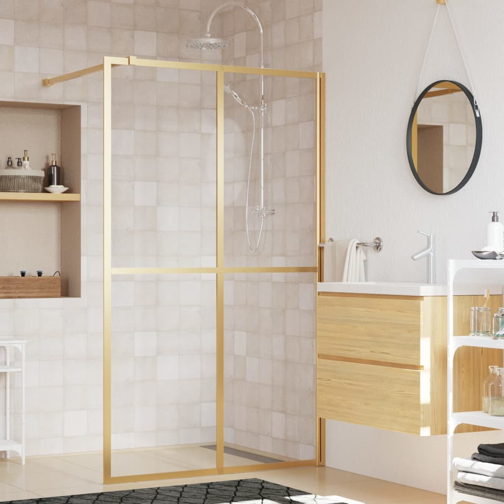 vidaXL Paravan de duș walk-in auriu 115x195 cm sticlă ESG transparentă vidaXL Paravan de duș walk-in auriu 115x195 cm sticlă ESG transparentă