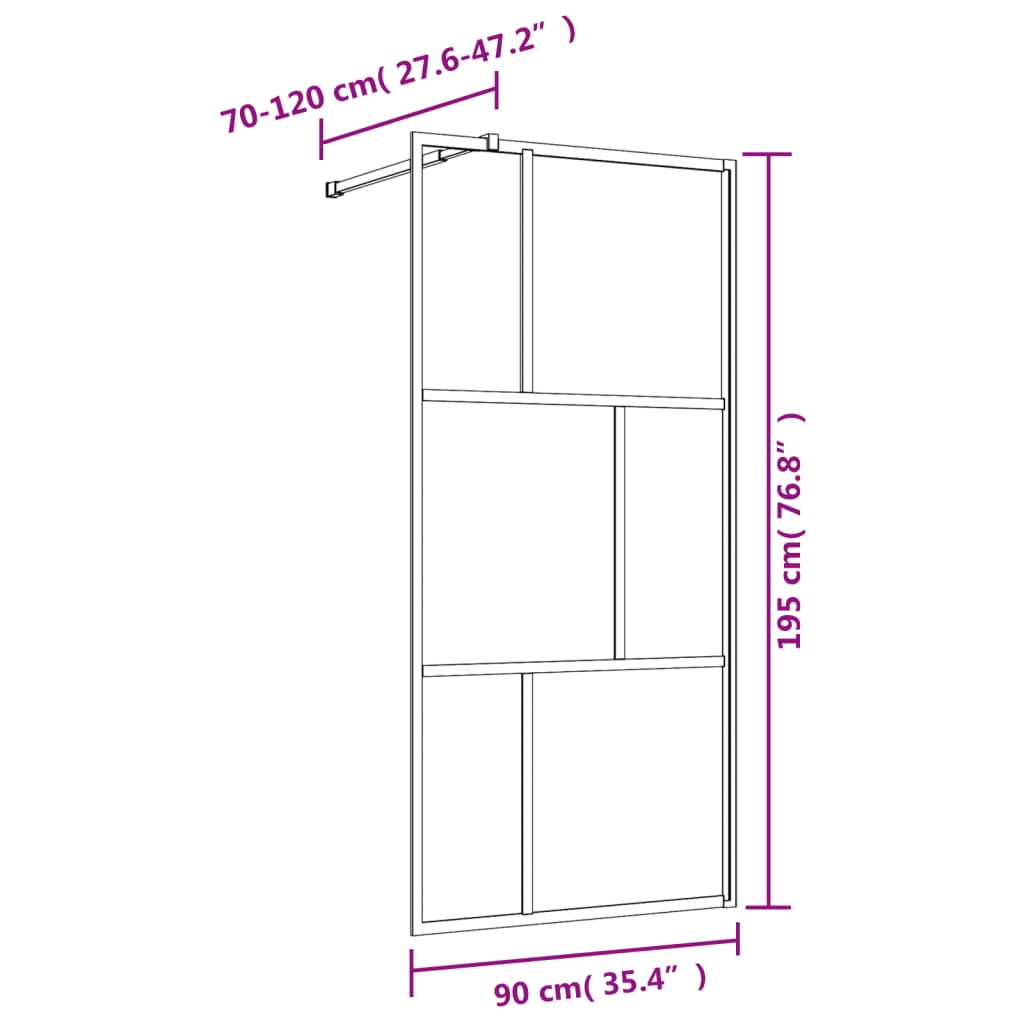 vidaXL Paravan de duș walk-in auriu, 90x195 cm sticlă ESG transparentă vidaXL Paravan de duș walk-in auriu, 90x195 cm sticlă ESG transparentă